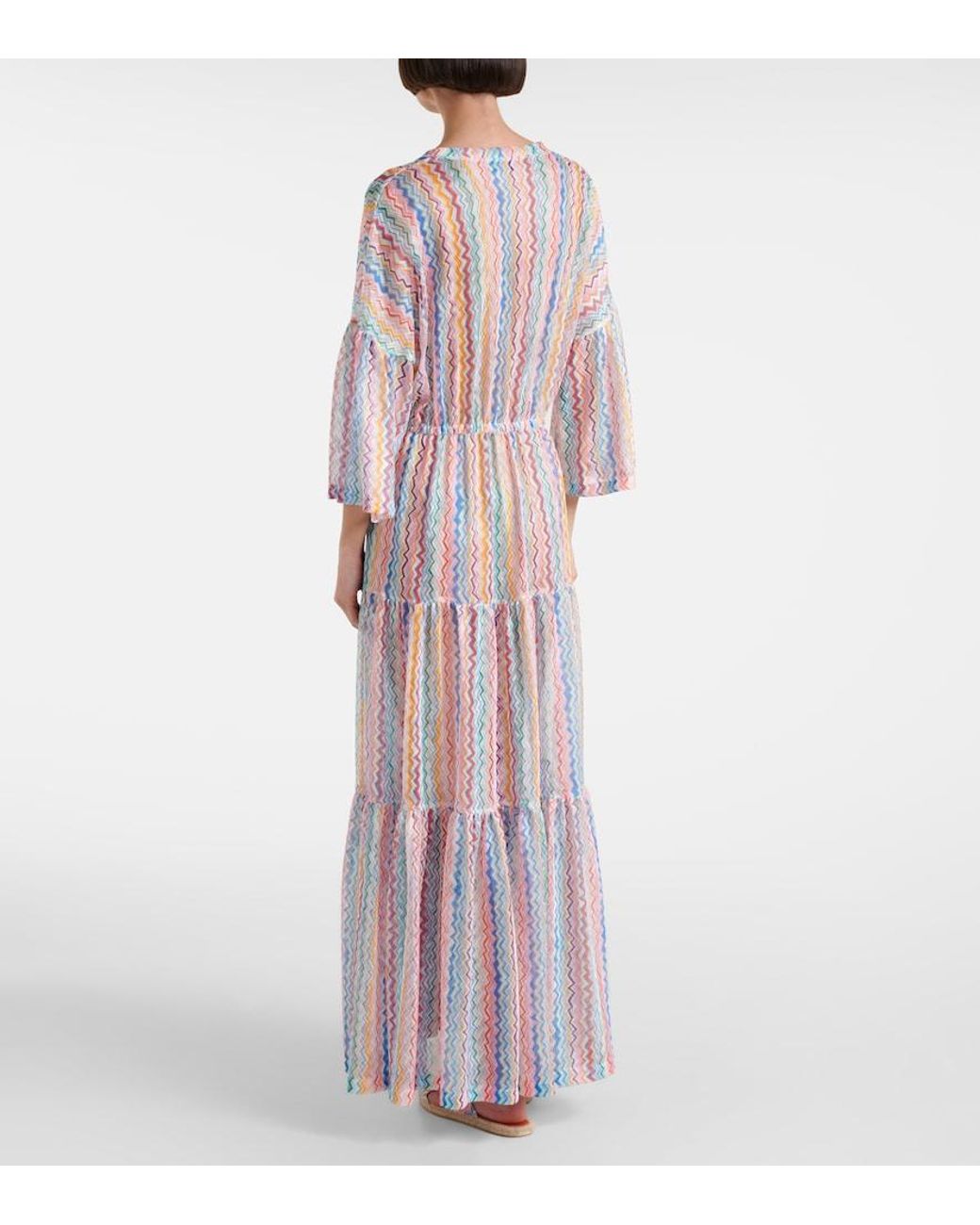 Missoni White Zigzag Sheer Tiered Beach Dress