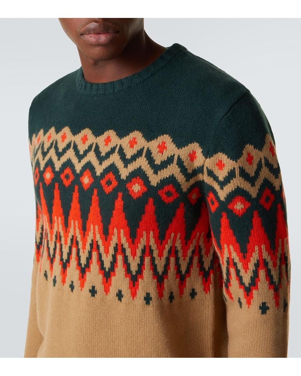 Bogner Orange Ron Fair Isle Cashmere Sweater for men