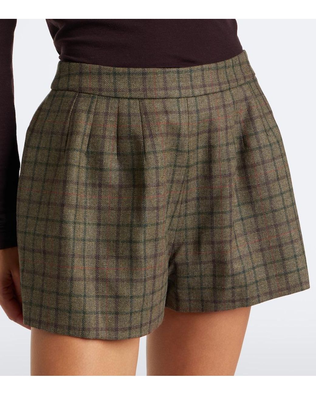 Blazé Milano Green Tinker Checked Wool And Cashmere Shorts