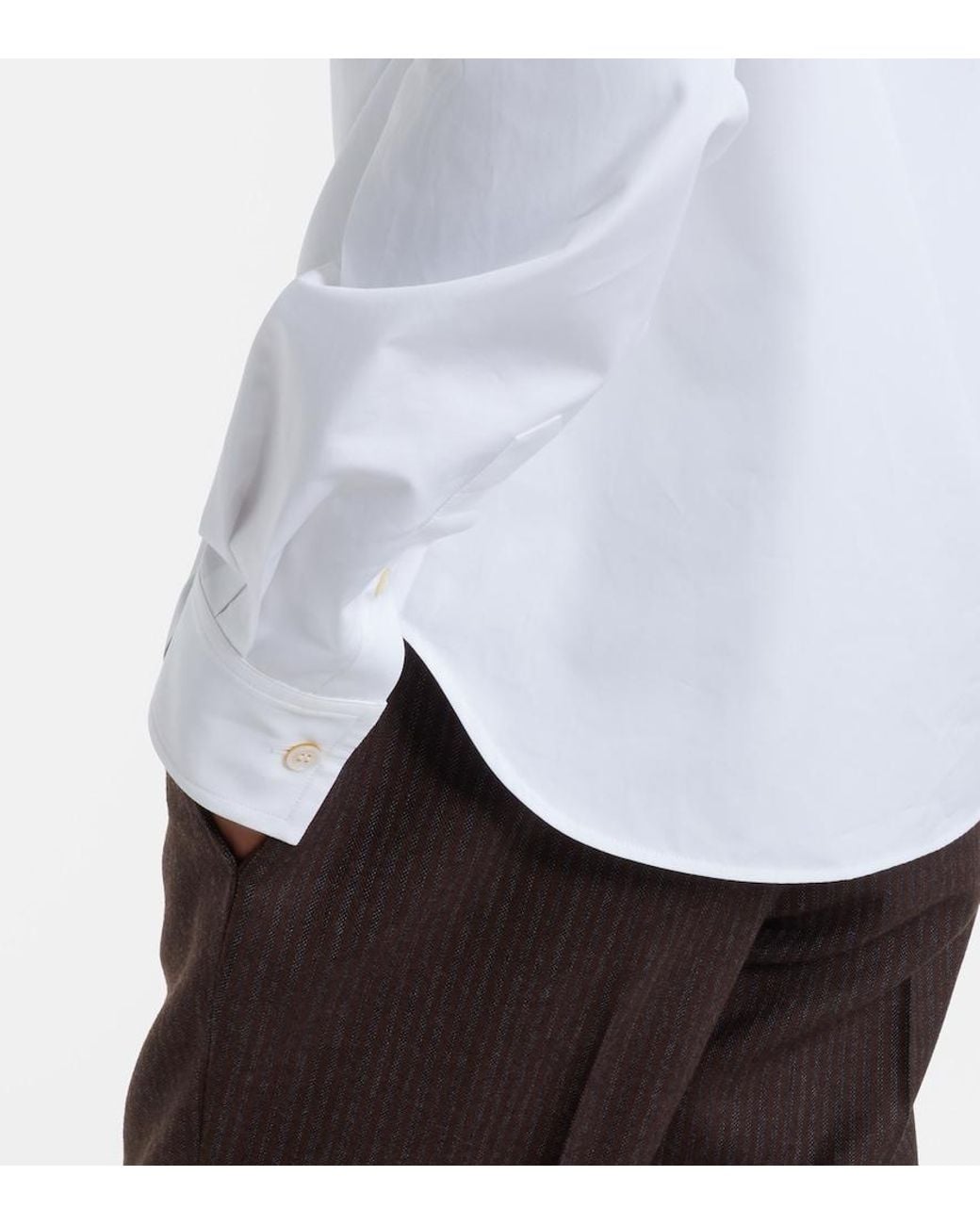 McQueen White Draped Cotton Poplin Shirt