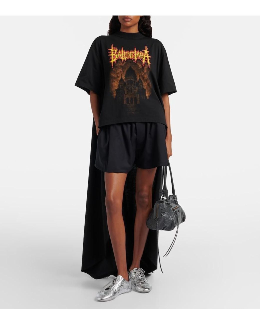 Balenciaga Black Sacré Caur T-Shirt Mit Schleppe