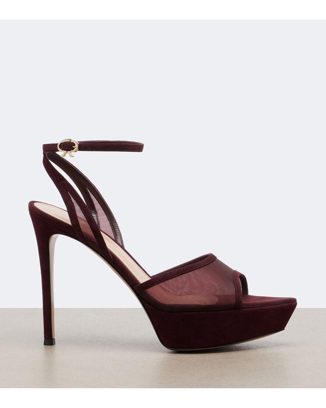 Gianvito Rossi Red Mesh Platform Slingback Sandals