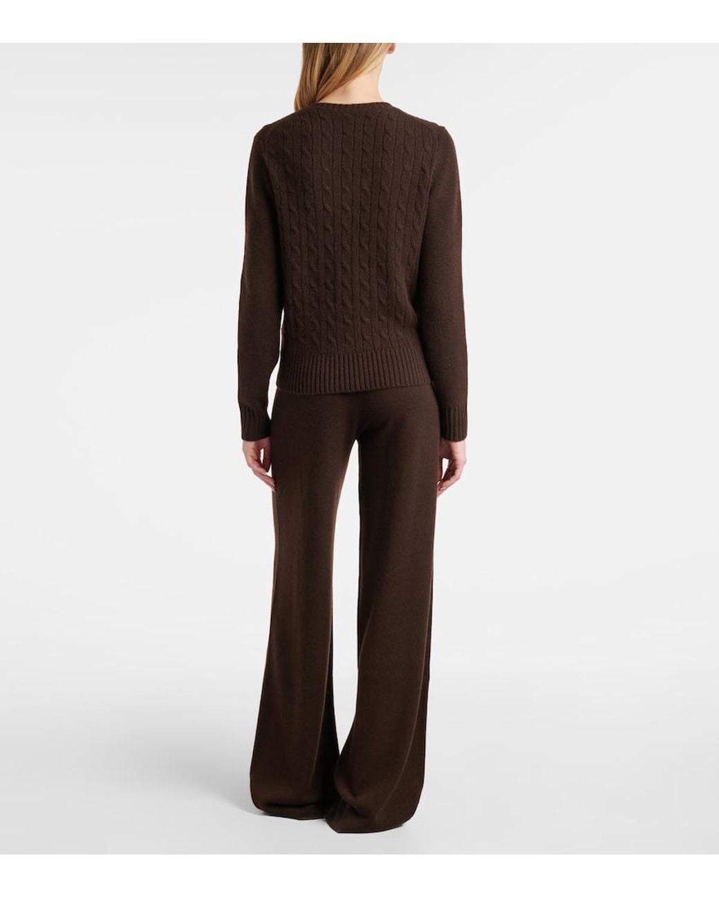 Jardin Des Orangers Brown Cable-Knit Cashmere-Blend Sweater