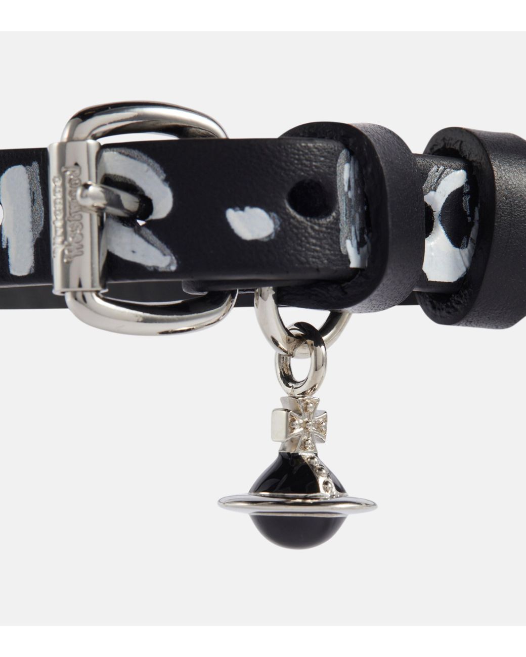 Vivienne Westwood Bristol Printed Leather Choker in White