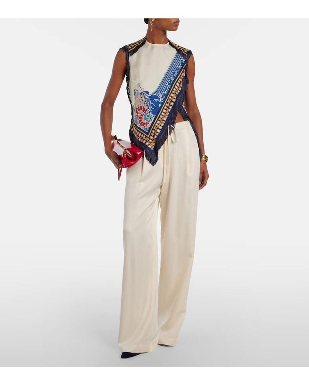 Top Imprime En Satin De Soie LaDoubleJ en coloris Blue