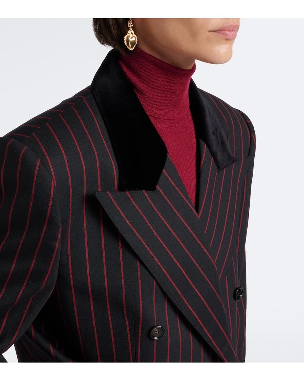 Dolce & Gabbana Blue Chalk Stripe Wool And Cotton-Blend Blazer