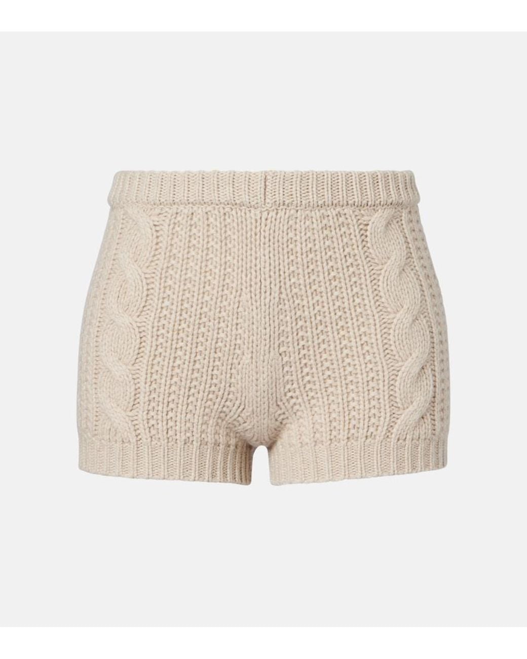 Magda Butrym Natural Cable-Knit Cashmere Shorts