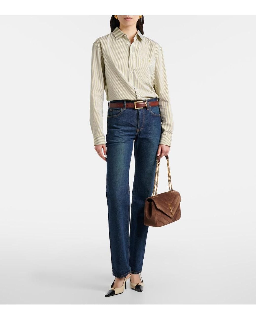 Saint Laurent Brown Loulou Medium Suede Shoulder Bag