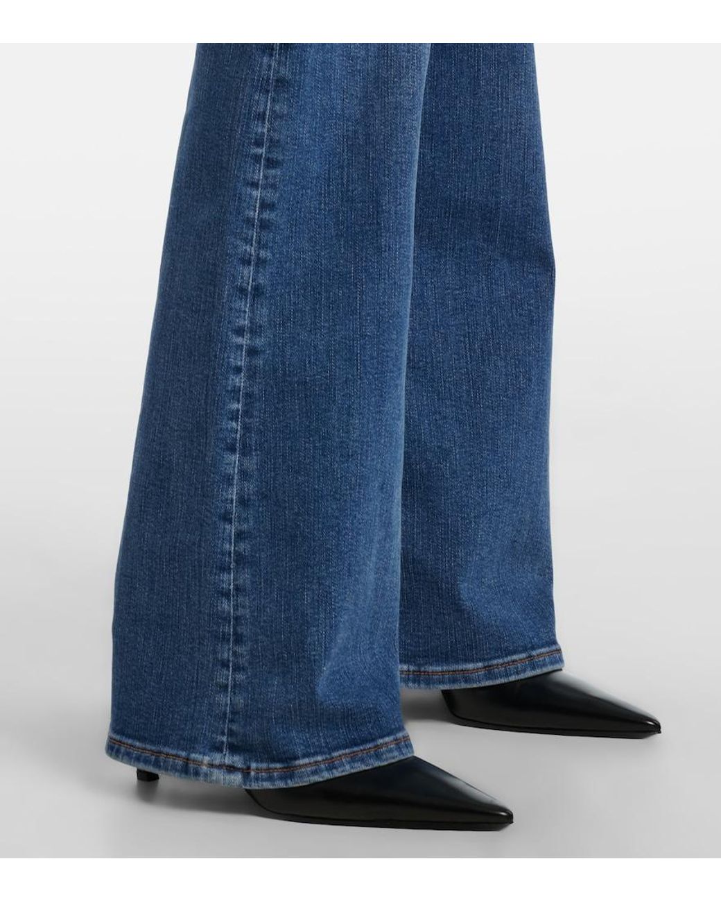 FRAME Blue Icon Long Mid-Rise Flared Jeans