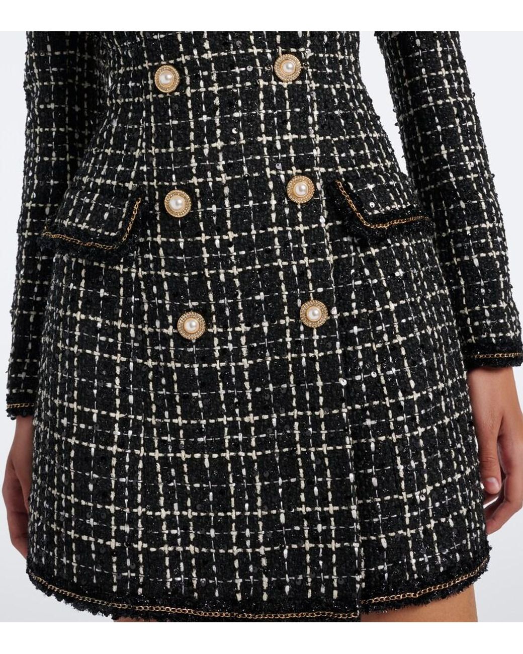 Rebecca Vallance Black Meringue Boucle Tweed Blazer Dress