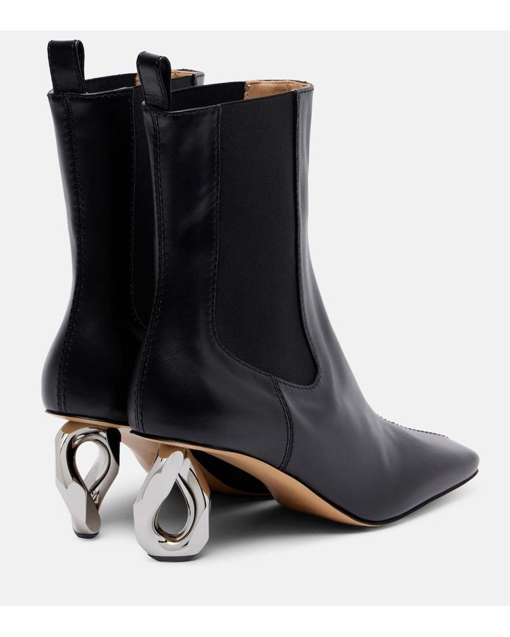 J.W. Anderson Black Chain Leather Ankle Boots