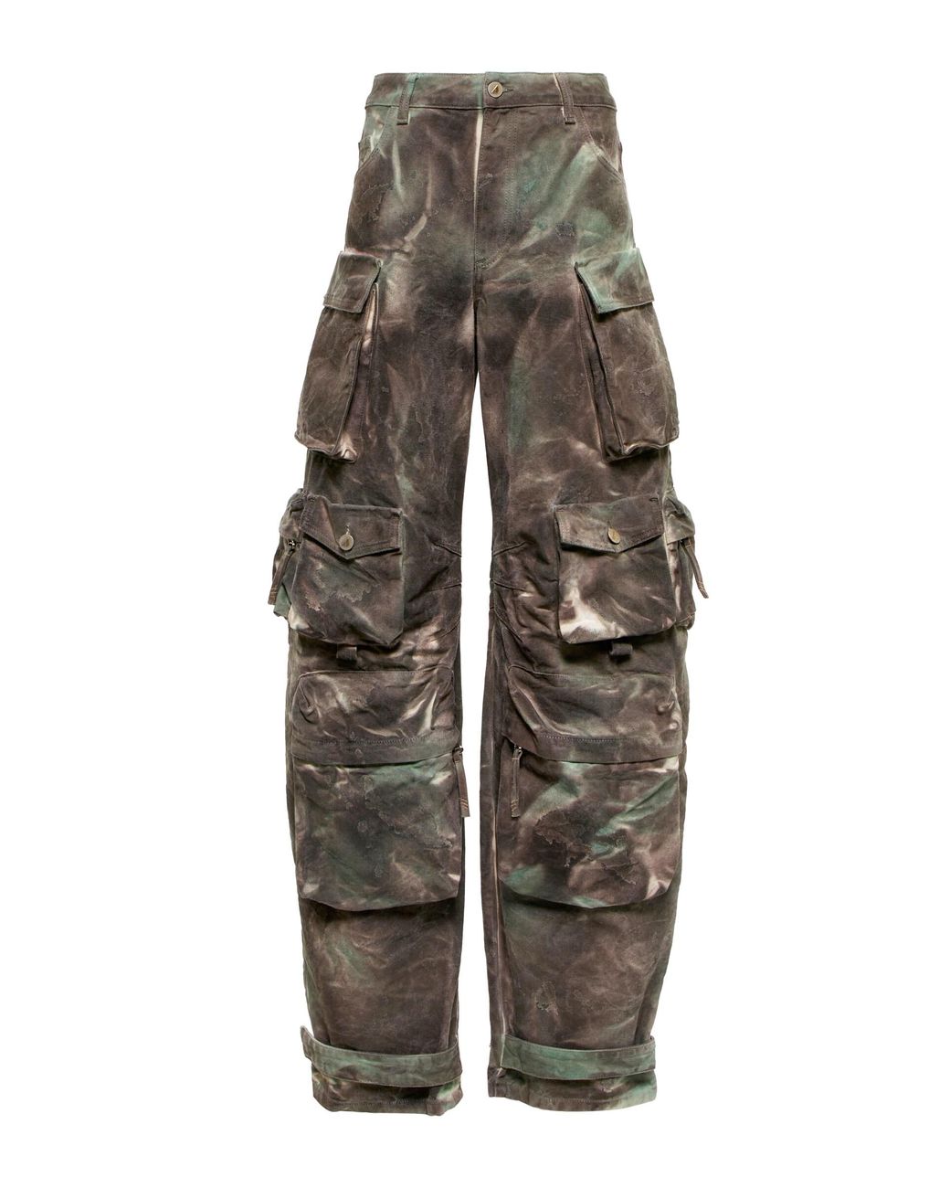 The Attico Fem Camouflage Denim Cargo Pants in Gray | Lyst