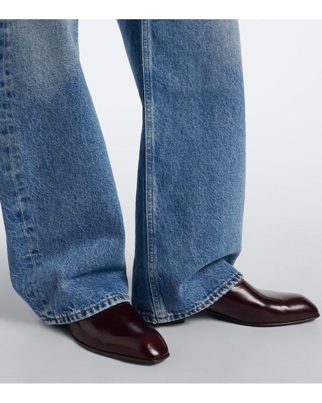 Agolde Blue Low Curve Faded Wide-Leg Jeans
