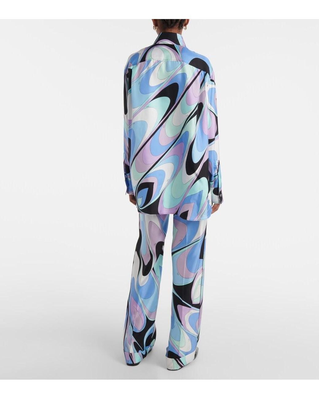 Emilio Pucci Blue Silk Printed Shirt