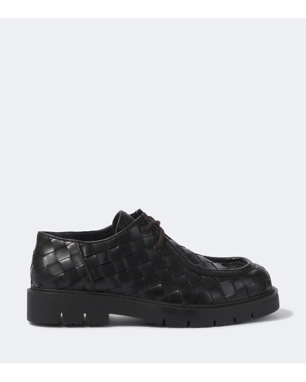 Bottega Veneta Black Haddock Intrecciato Leather Derby Shoes for men