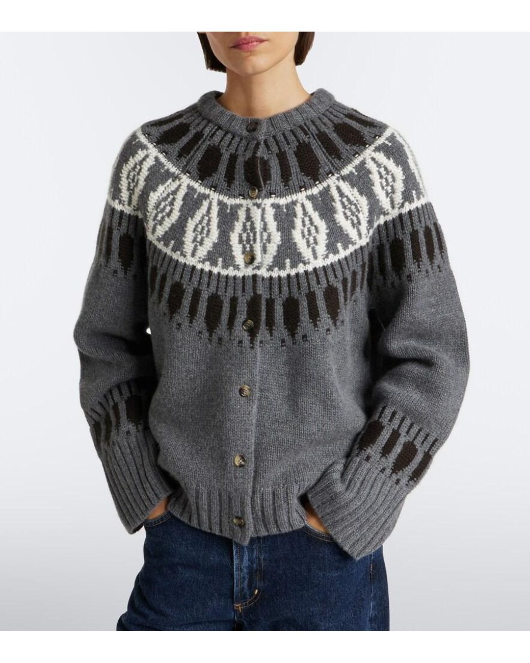 arch4 Gray Fair Isle Cashmere Cardigan
