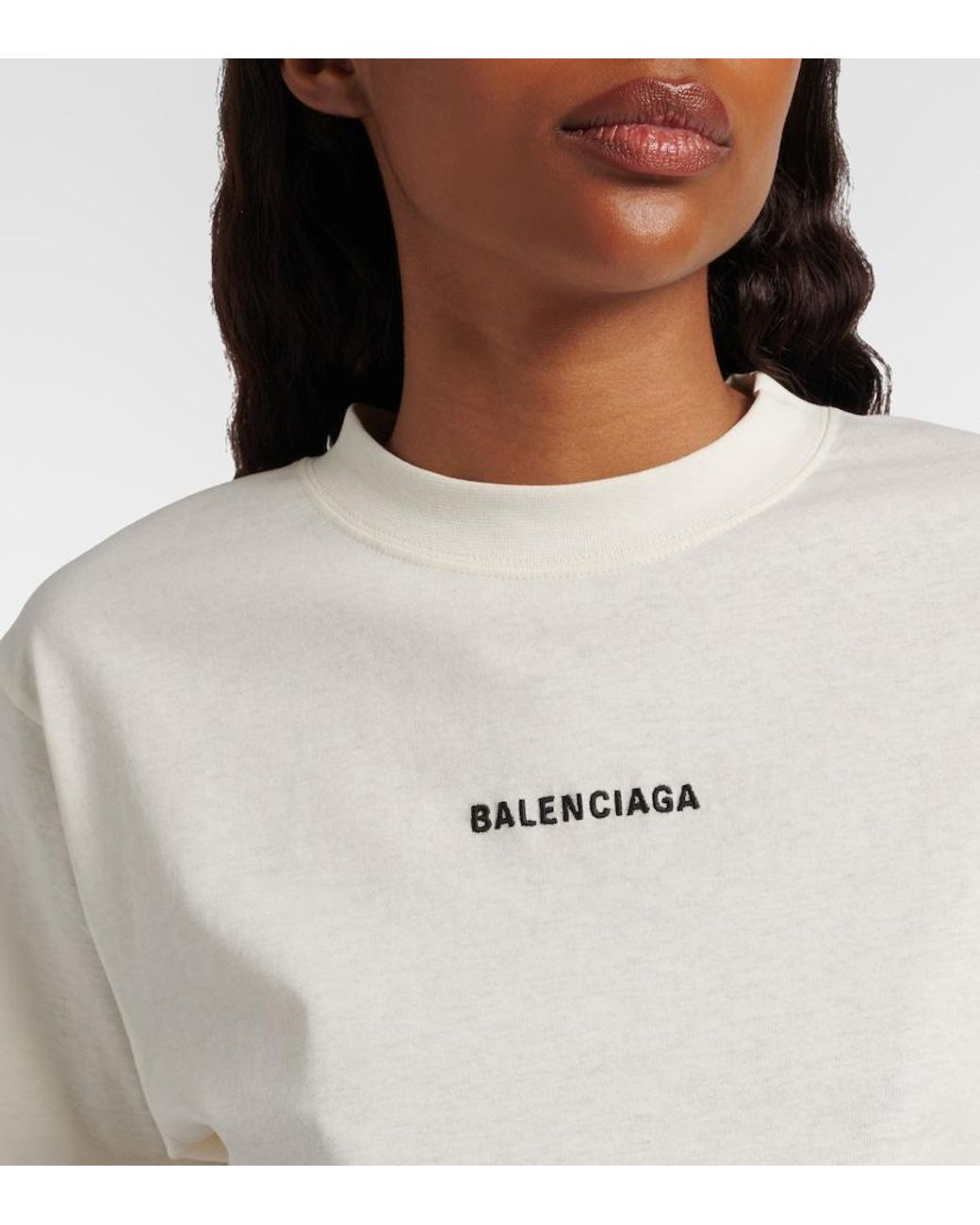Balenciaga White Besticktes T-Shirt Aus Baumwoll-Jersey
