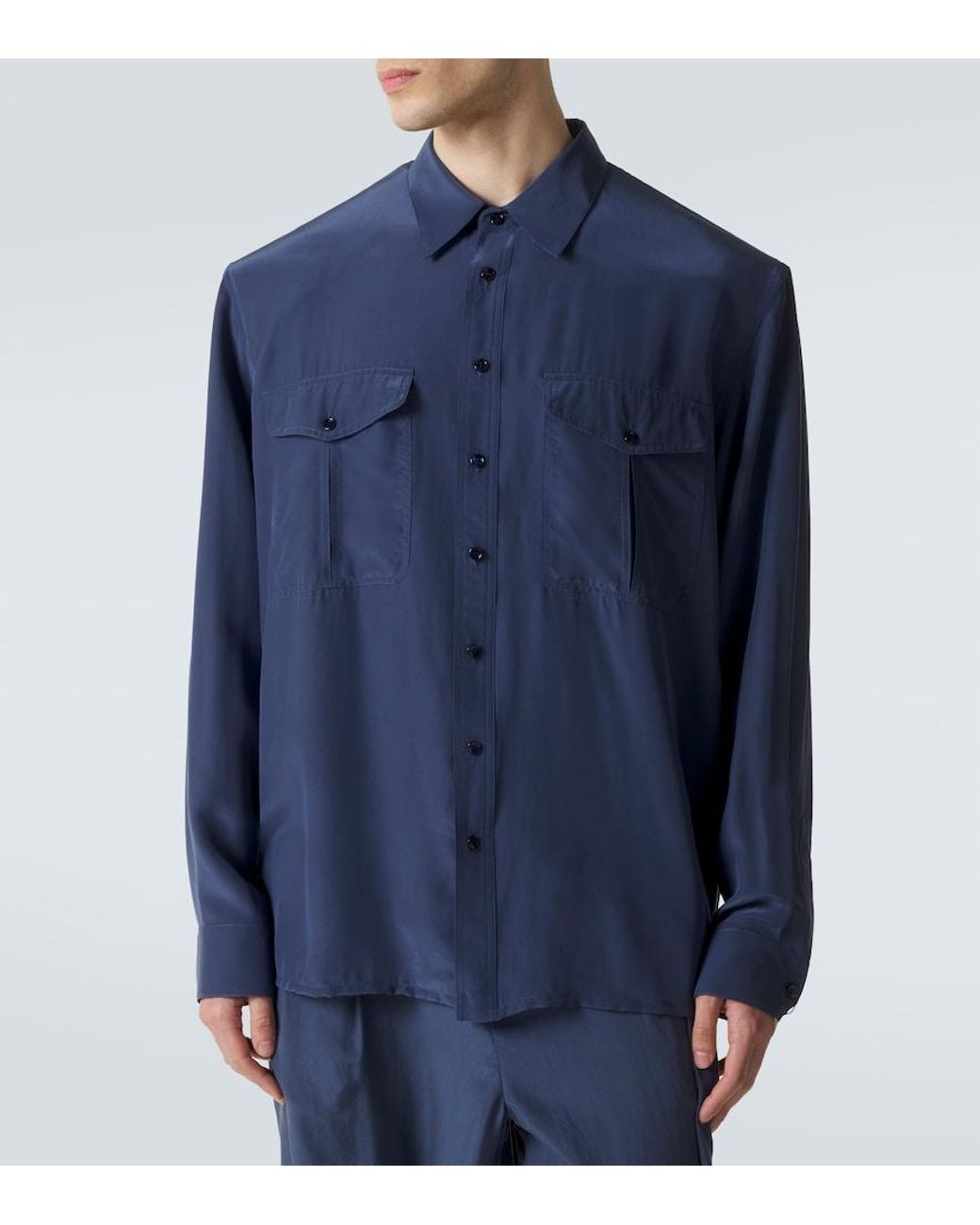 Saint Laurent Blue Long-Sleeved Shirt for men