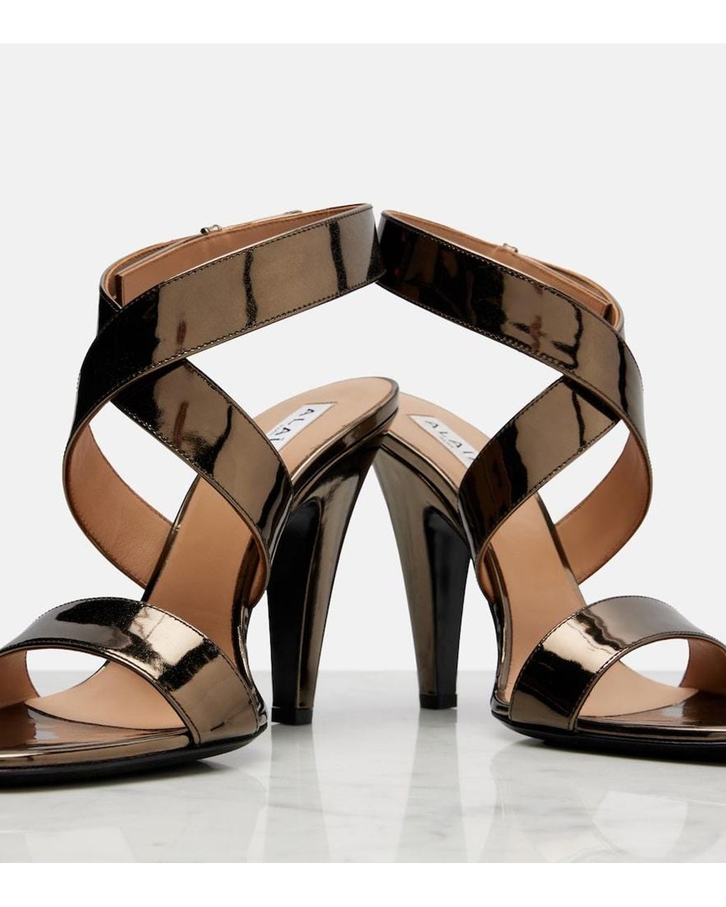 Alaïa Metallic Cone Mirrored Leather Sandals