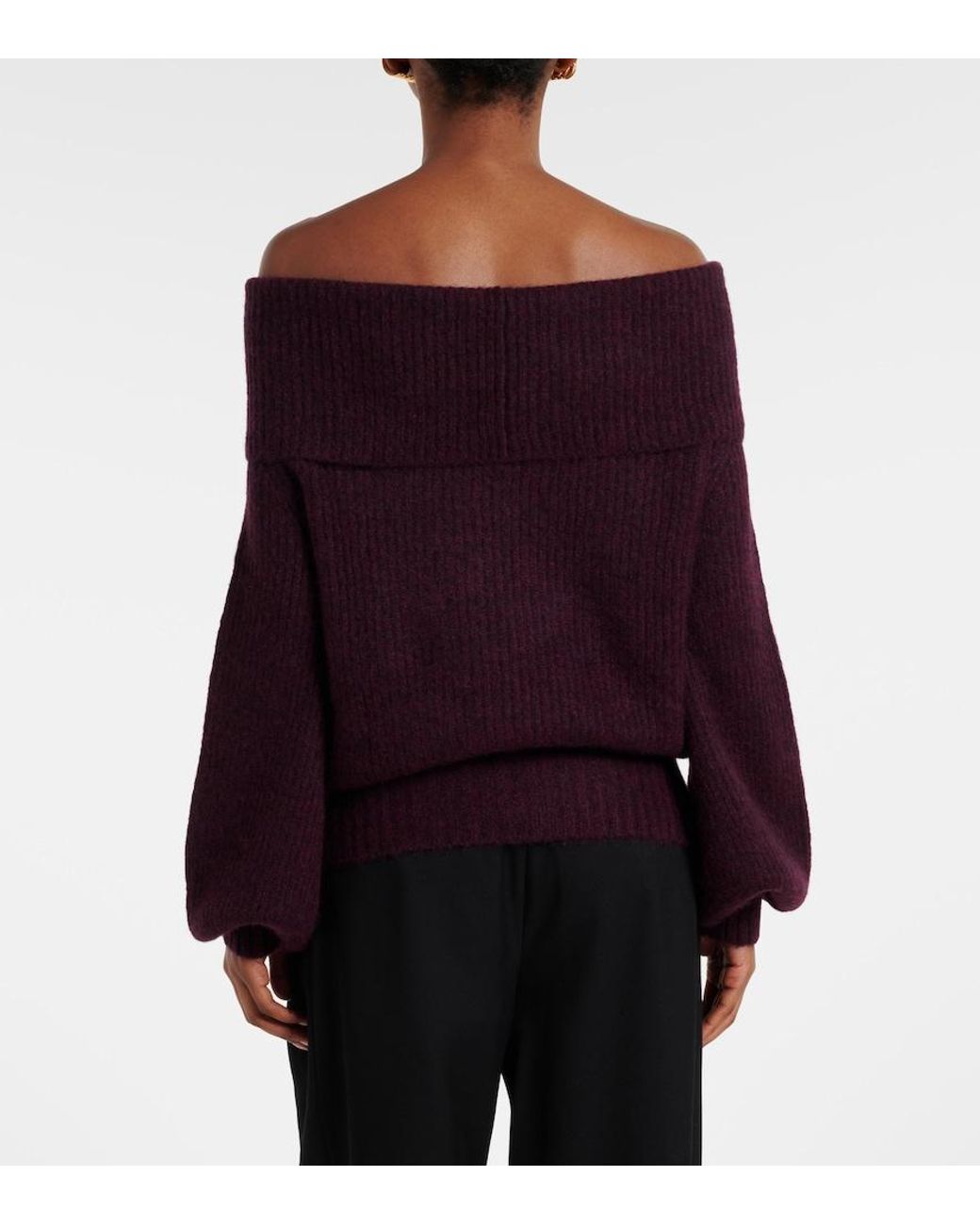 Jardin Des Orangers Purple Off-Shoulder Cashmere And Silk Sweater