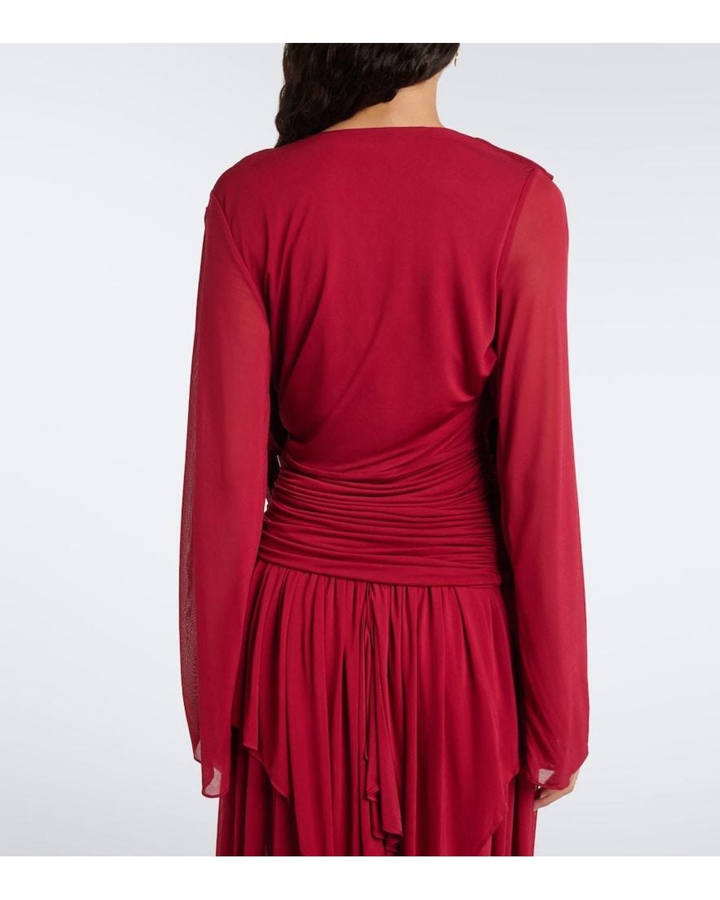Christopher Esber Red Ripple Draped Jersey Top