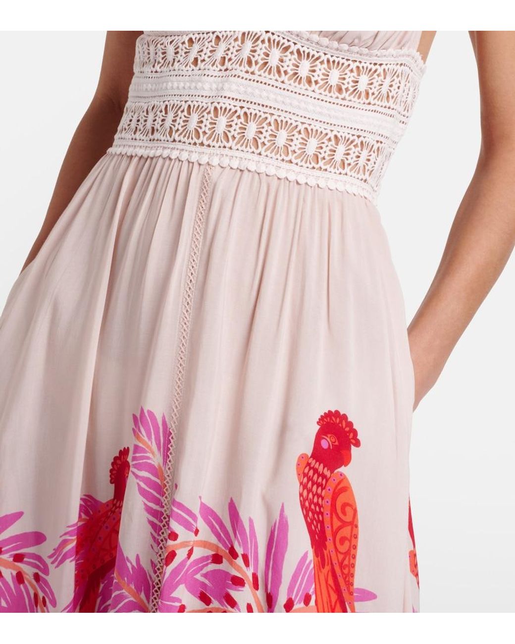 Poupette Pink Havana Crochet-Trimmed Floral Maxi Dress