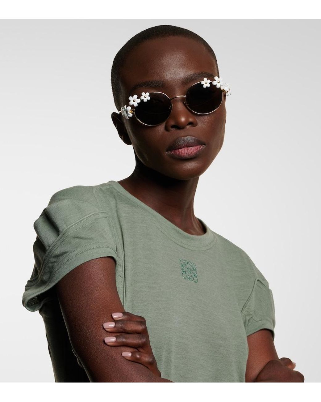 Loewe Brown Paula's Ibiza Daisy Field Round Sunglasses