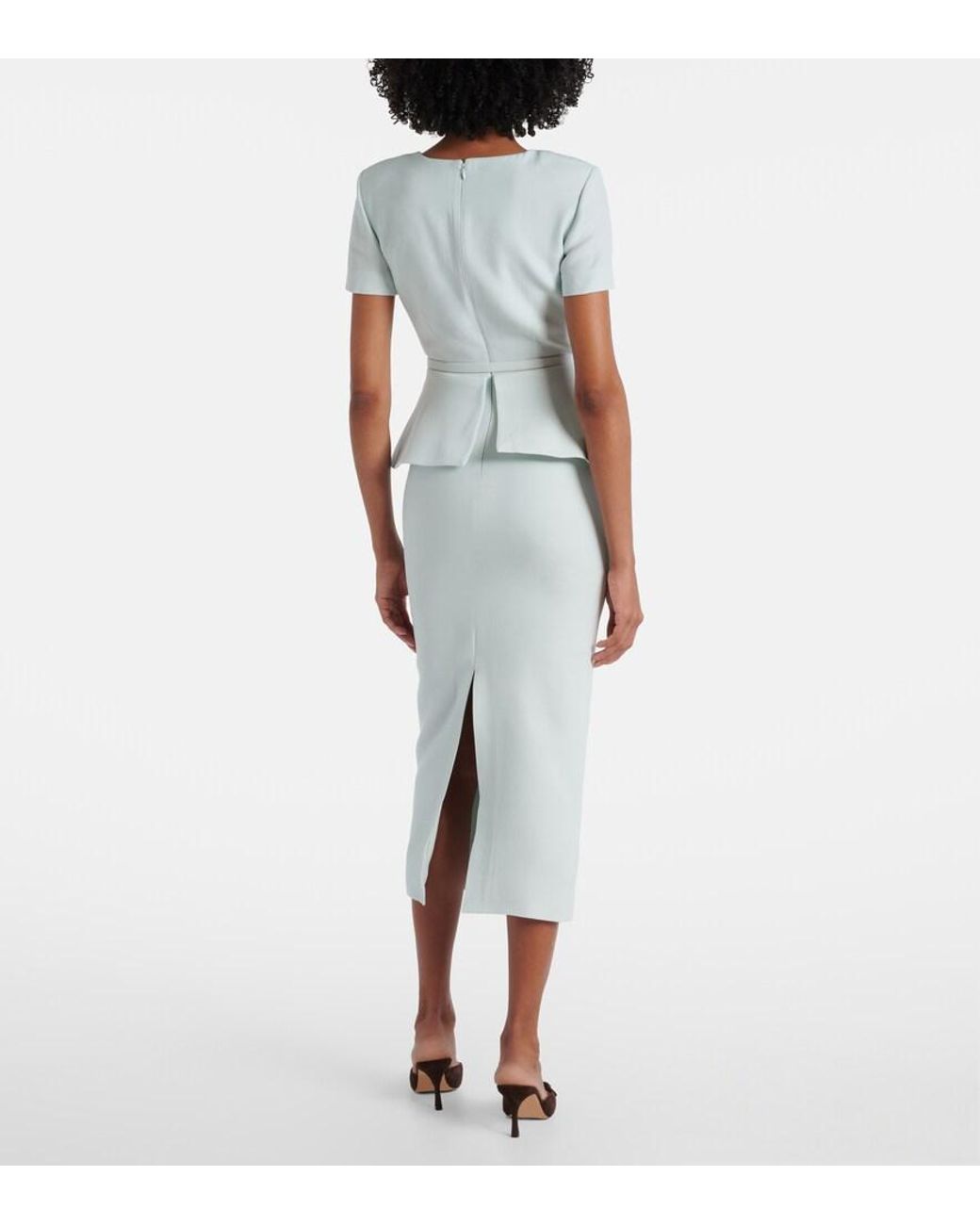 Roland Mouret White Wool And Slik Midi Dress