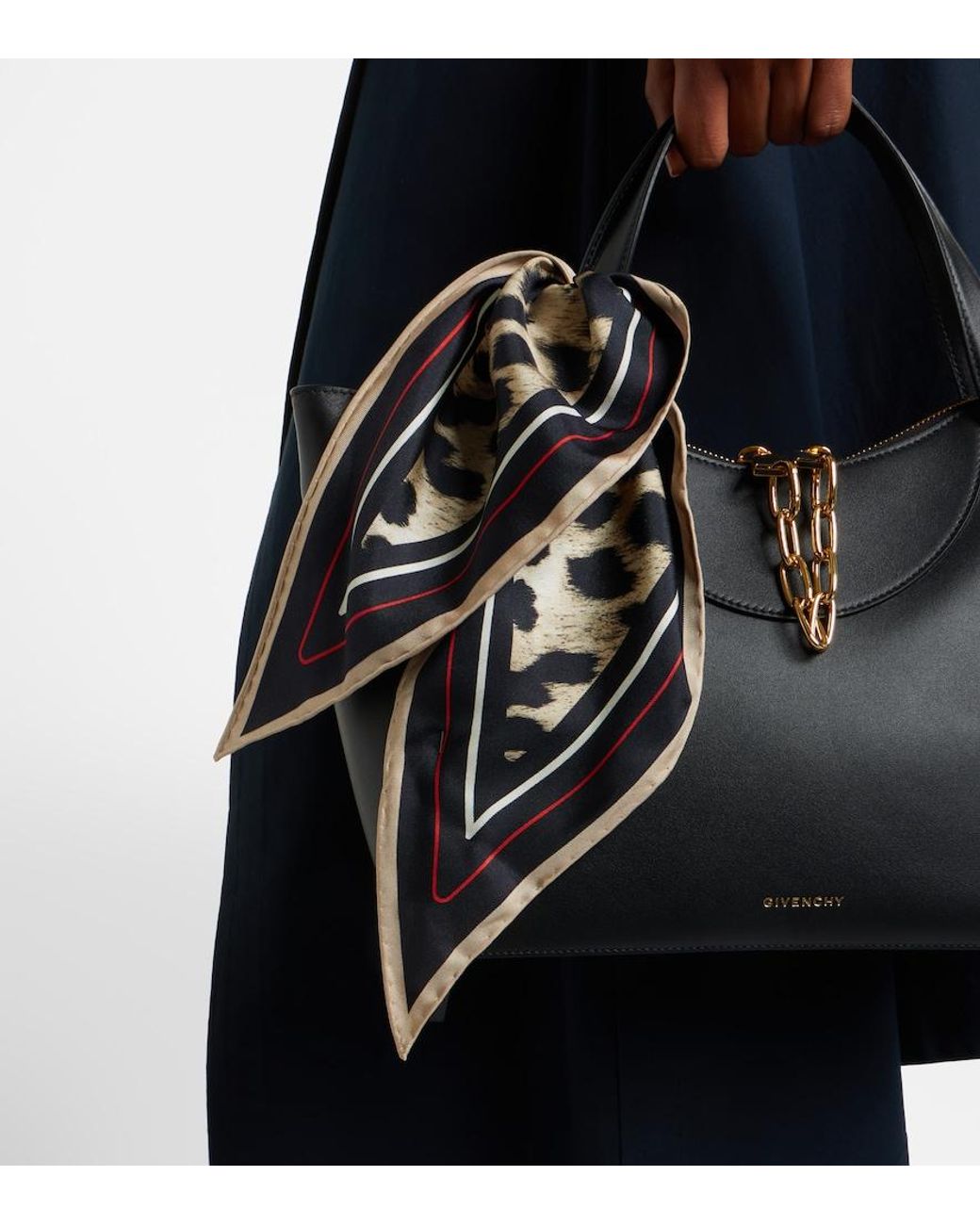 Givenchy Black Leopard-Print Silk Scarf