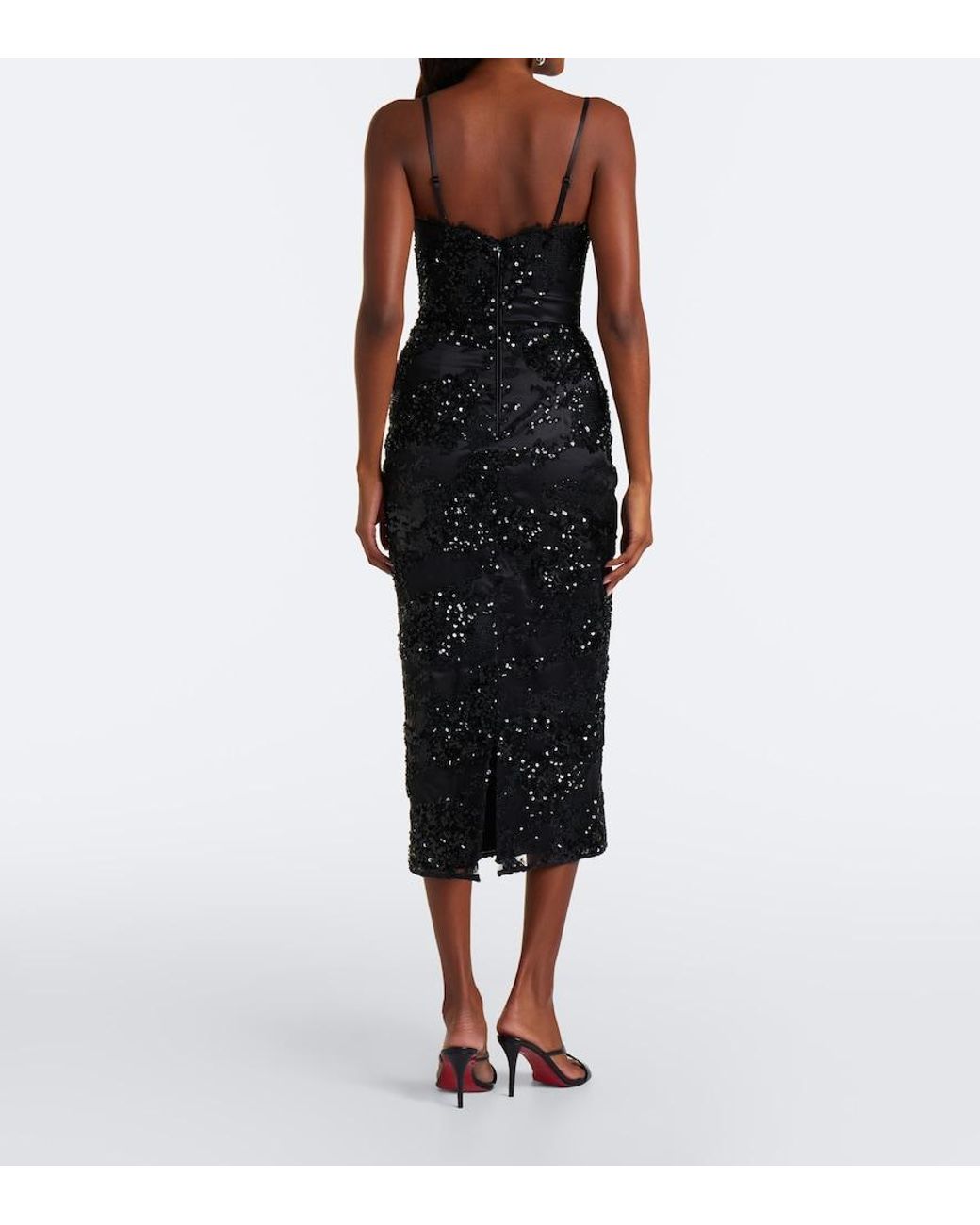 Rebecca Vallance Black Beau Sequined Cocktail Dress