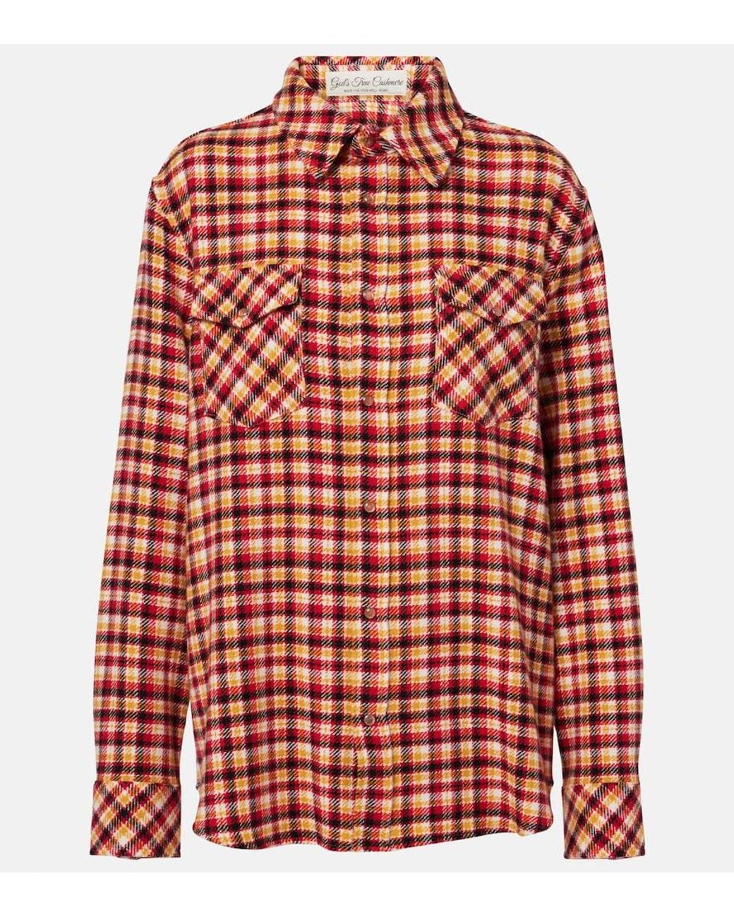 God's True Cashmere Red Time Plaid Cashmere Shirt