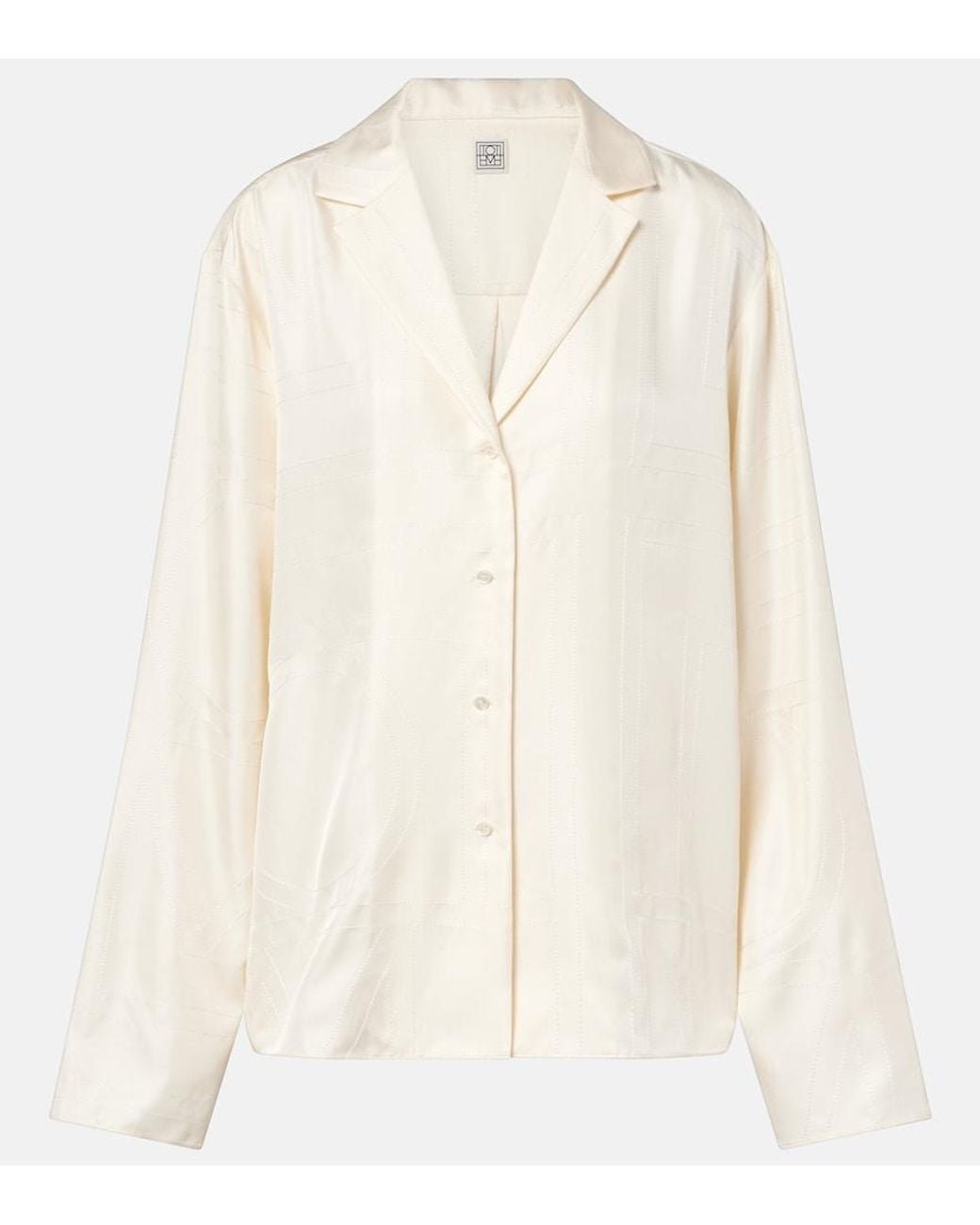 Totême Natural Monogram Silk Satin Pajama Shirt