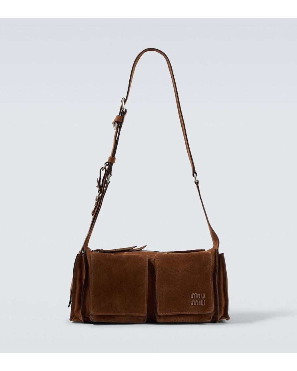 Miu Miu Brown Utilitaire Suede Shoulder Bag for men