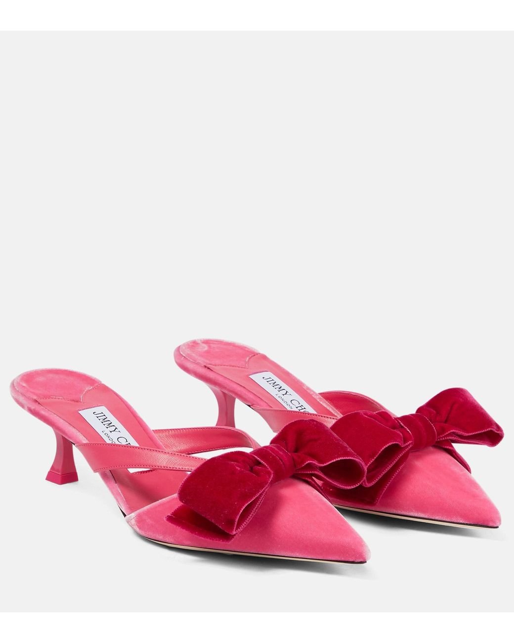Jimmy Choo Flaca 50 Velvet Mules in Pink Lyst