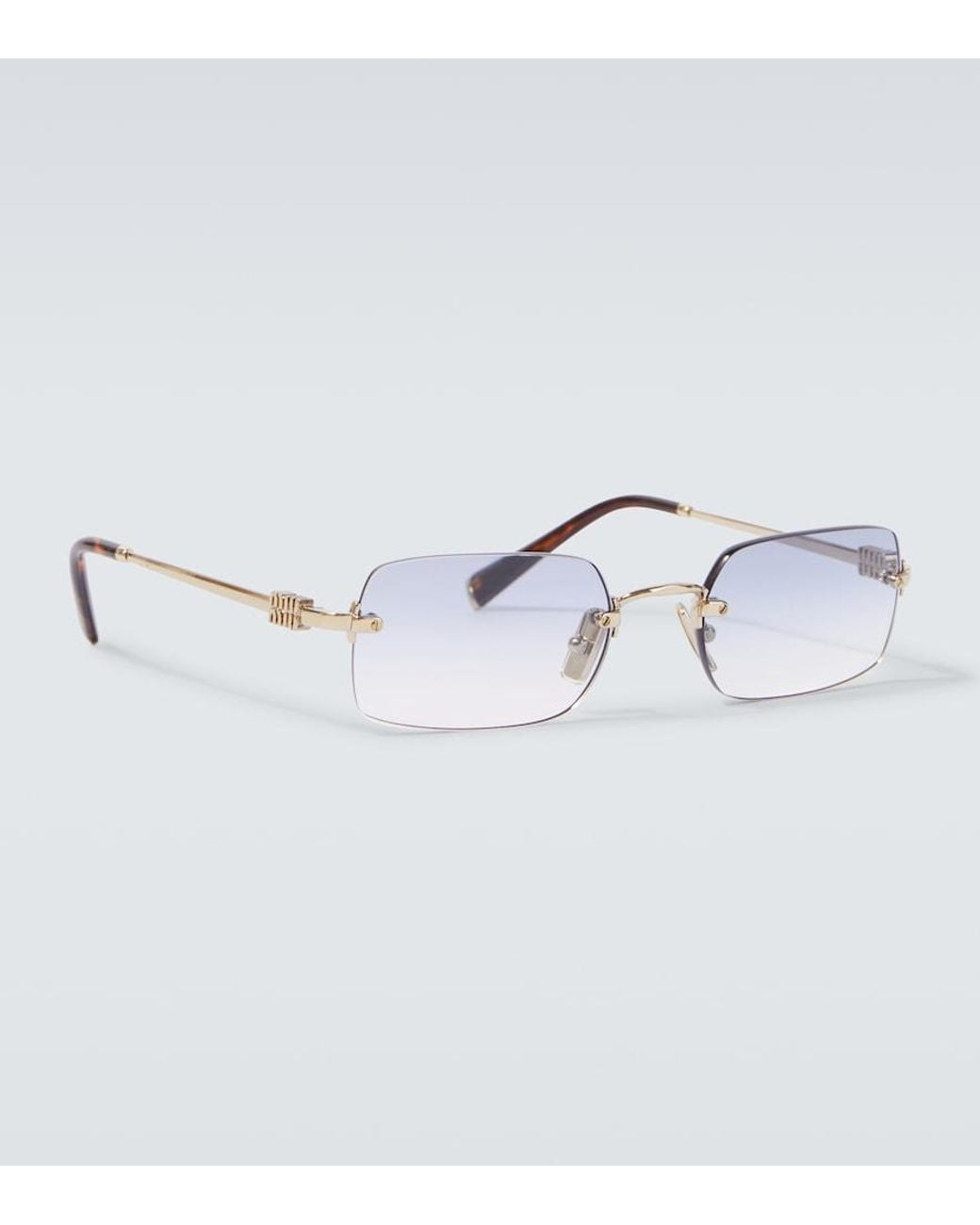 Miu Miu Metallic Logo Rectangular Sunglasses for men
