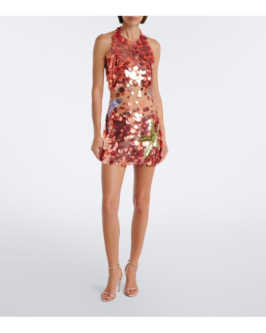 retroféte Red Dorothy Embellished Halterneck Minidress