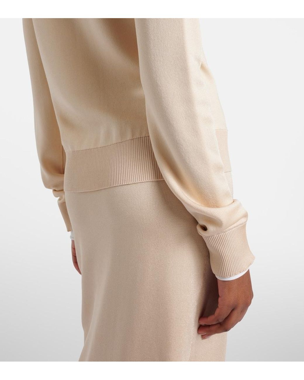 Bottega Veneta Natural Nodo Quadro Layered Silk Cardigan