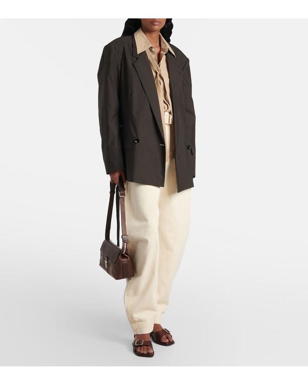 Lemaire Black Belted Cotton And Silk Blazer