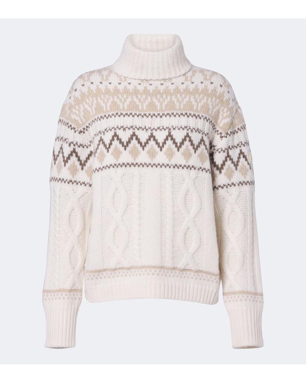 Bogner White Lorely Jacquard Cashmere Turtleneck Sweater