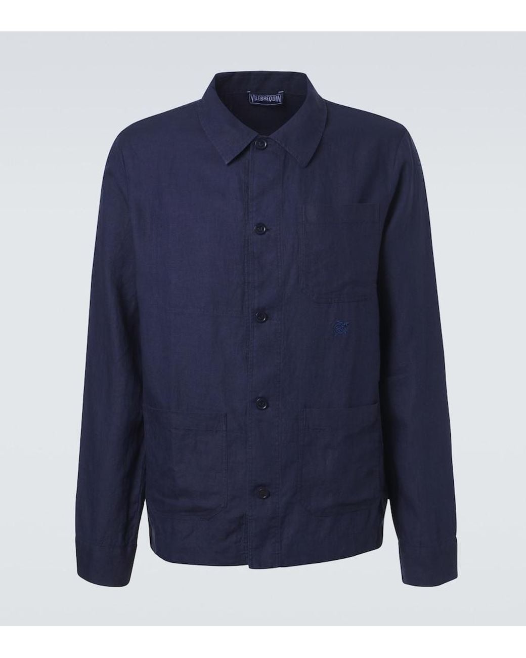 Vilebrequin Blue Linen Overshirt for men