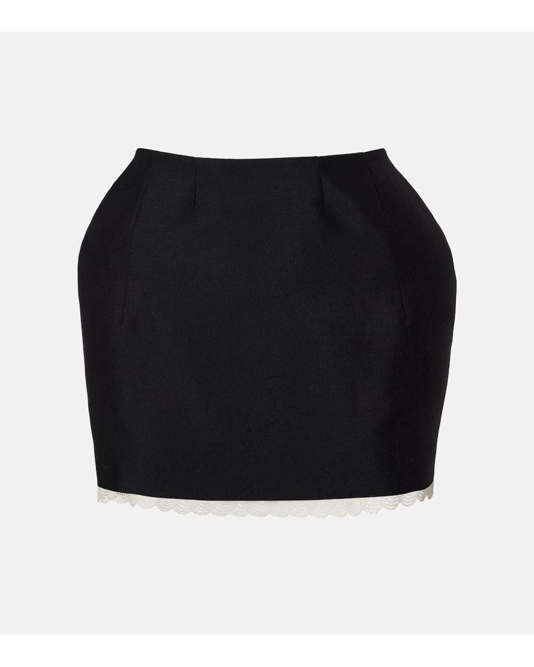 Magda Butrym Black Lace-Trimmed Wool And Mohair Miniskirt