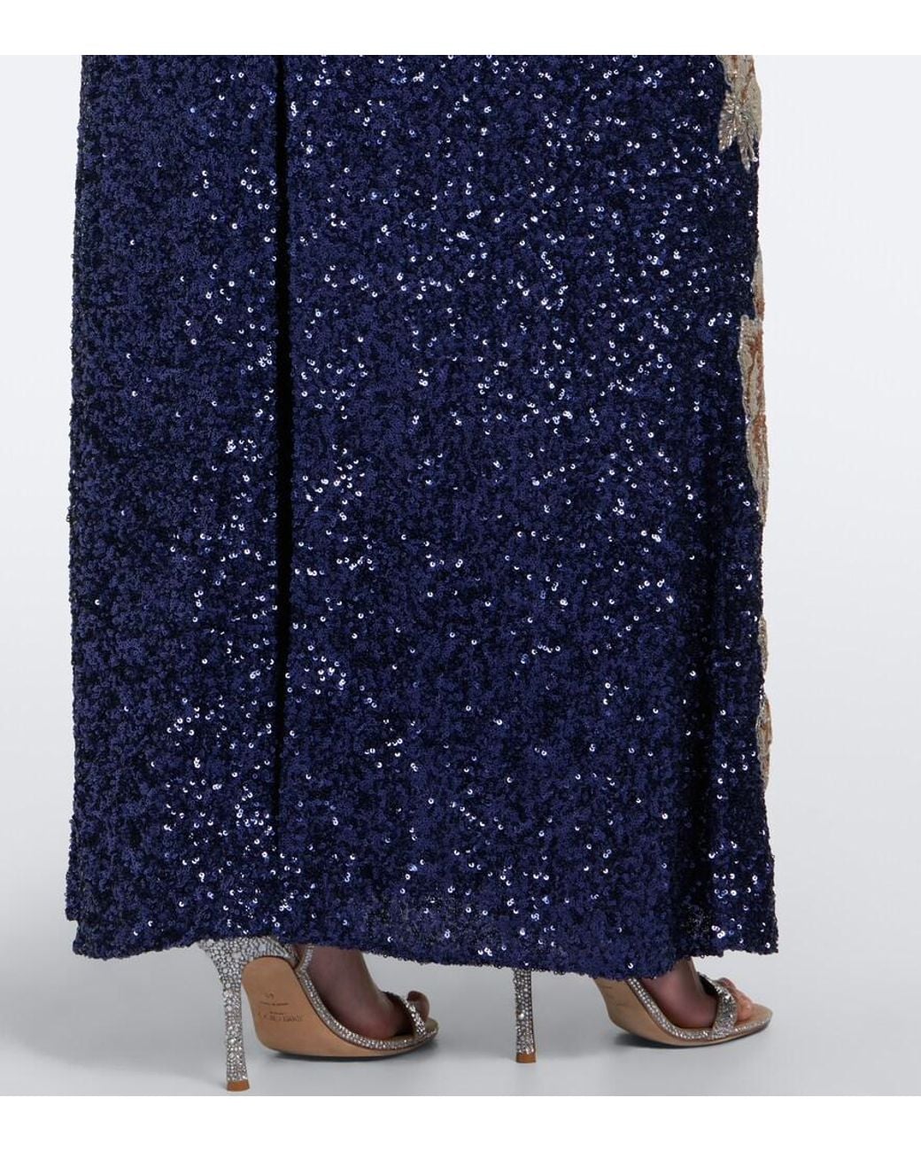 La Fuori Blue Celestial Bloom Embellished Gown