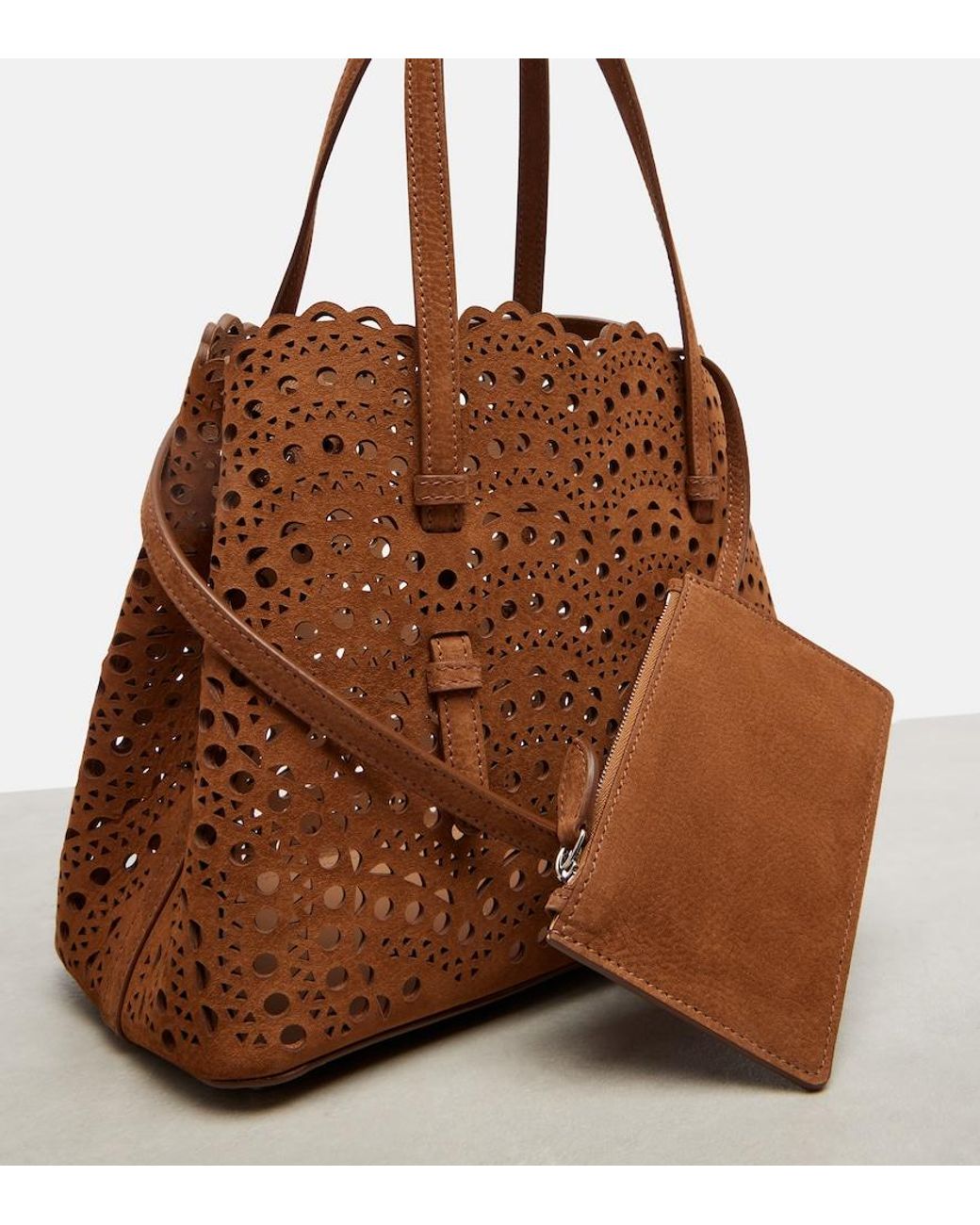 Alaïa Brown Mina 25 Vienne Wave Leather Top-Handle Bag