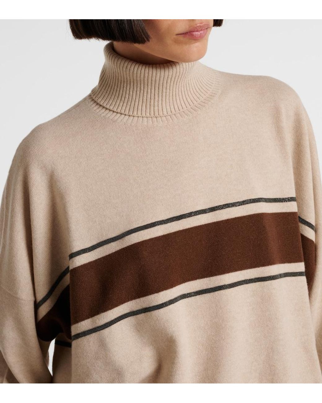 Brunello Cucinelli Natural Wool, Cashmere, And Silk Sweater