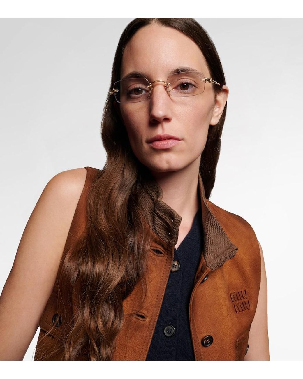 Miu Miu Metallic Eckige Brille
