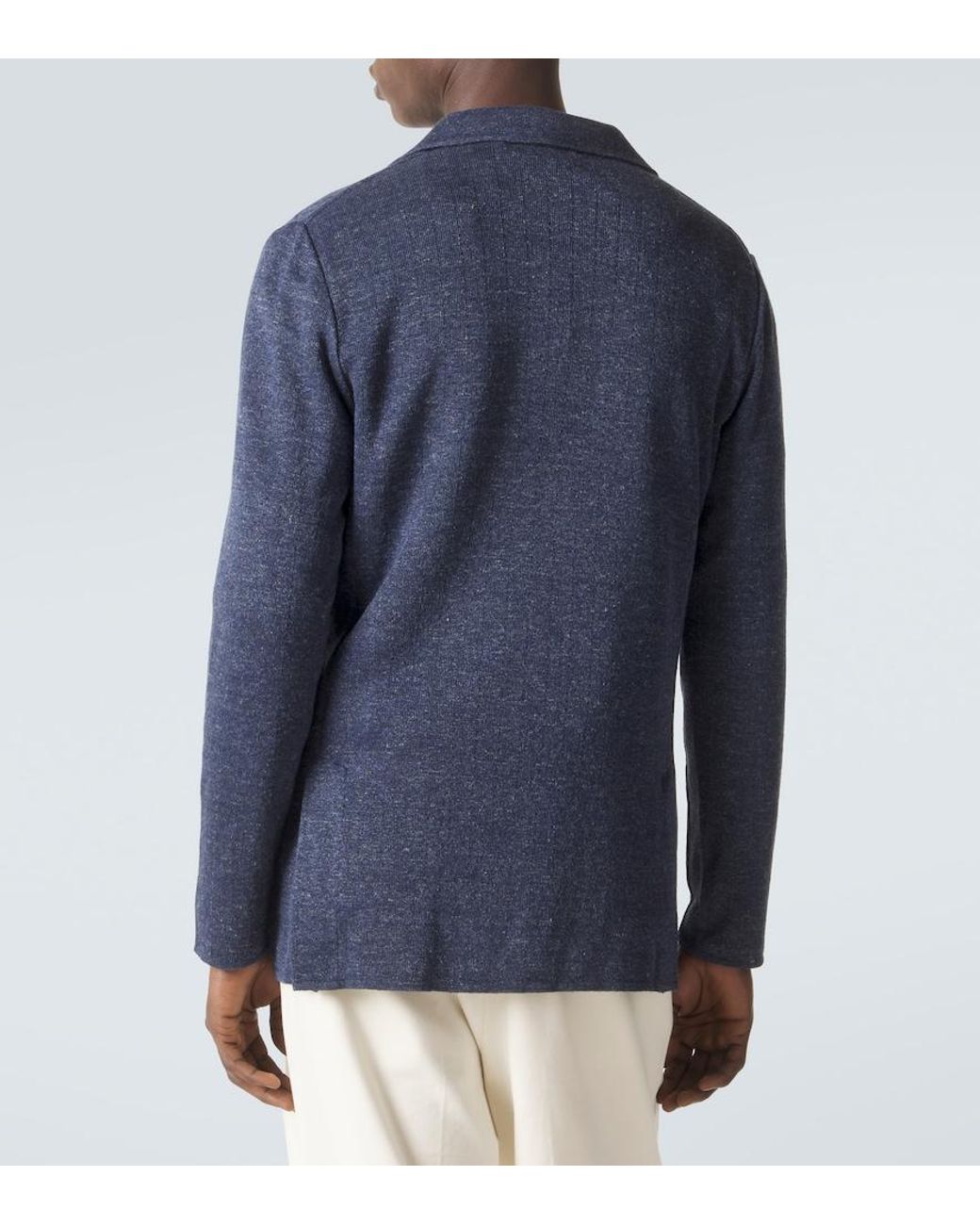 Lardini Blue Linen And Silk Blazer for men