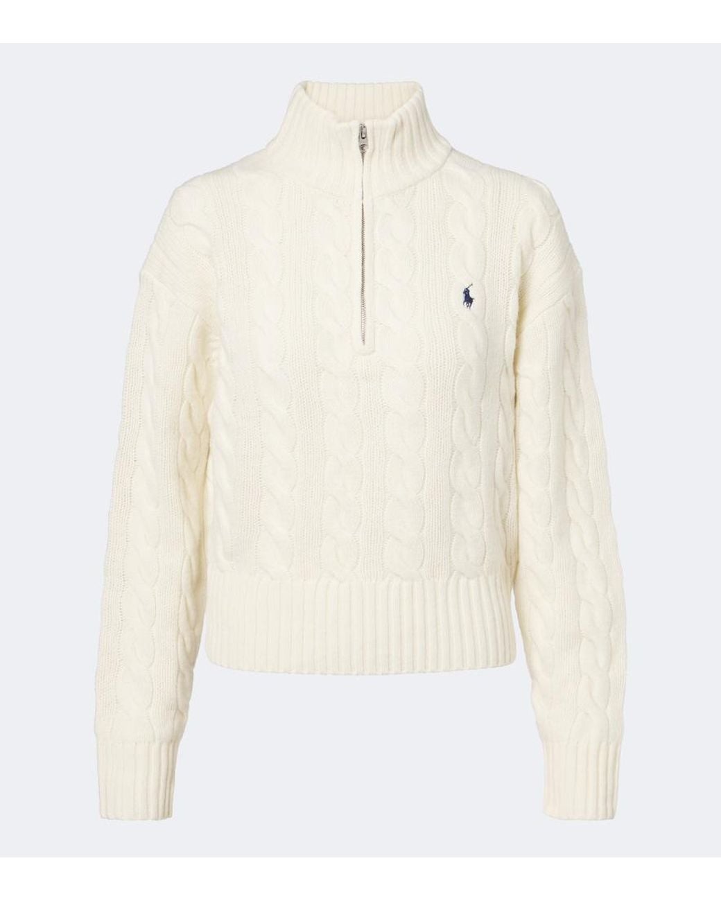 Polo Ralph Lauren White Cable-Knit Wool And Cashmere Sweater