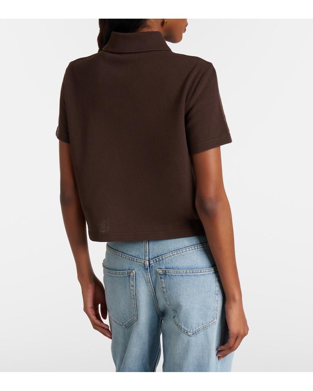 Saint Laurent Brown Cassandre Cotton Pique Polo Shirt