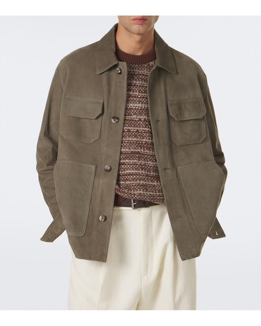 Frescobol Carioca Green Ravi Suede Jacket for men