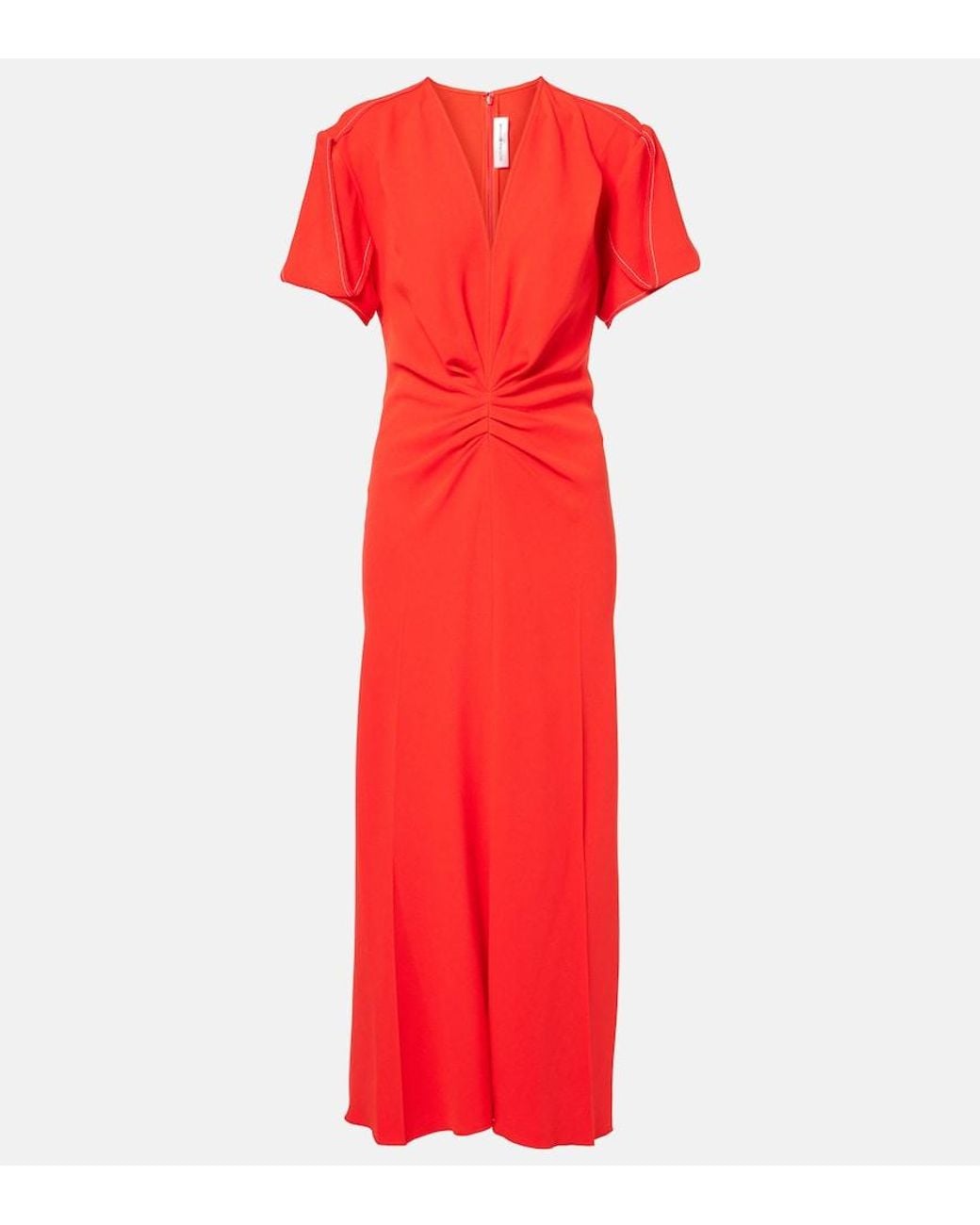Victoria Beckham Red Cady Maxi Dress